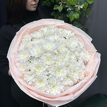 Монобукет из белых кустовых хризантем (15 шт)