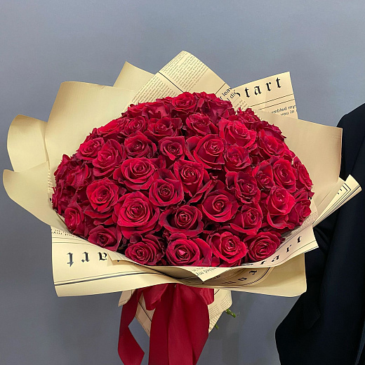 Букет из 49 красных Эквадорских роз ( 70 см)