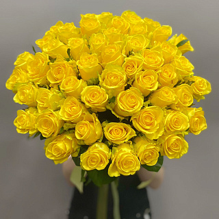 Букет из 51 желтой розы под ленту 50 см)