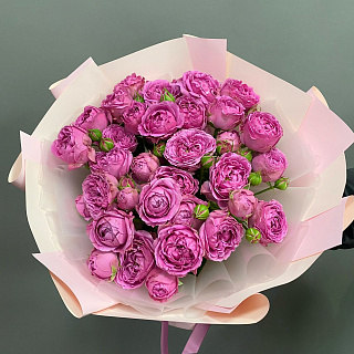 Букет из 9 розовых пионовидных роз Мисти Баблз ( 50 см)