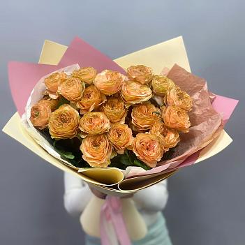 Букет из 15 пионовидных роз Леди Априкот