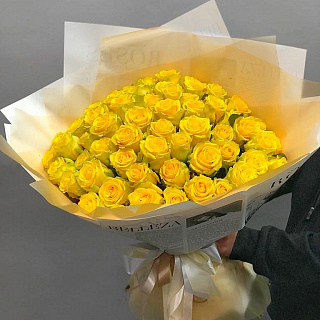 Букет из 51 желтой розы ( 50 см)
