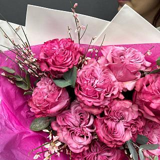 Букет из 9 Эквадорских роз Катри Блюз и генистры