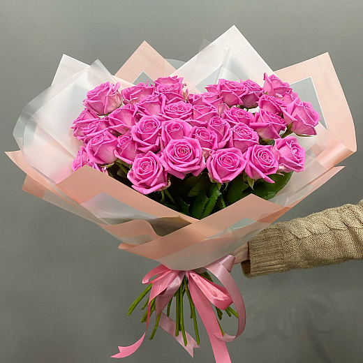 Букет из 35 розовых роз Аква (50 см)