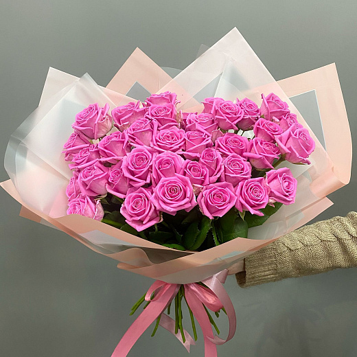 Букет из 35 розовых роз Аква (50 см)