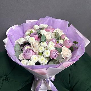 Микс из роз и хризантем 