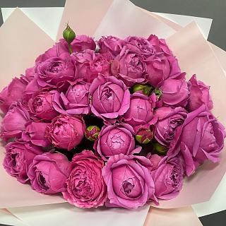 Букет  из 9 розовых пионовидных роз Мисти Баблз (50 см)