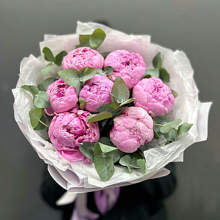 Монобукет из 7 пионов Сара Бернар Чили 