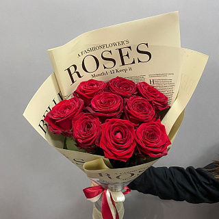 Букет из 9 красных роз (50 см)