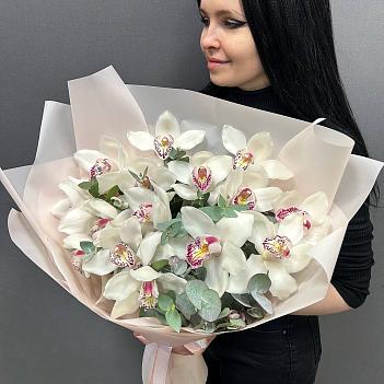 Монобукет  из белых х орхидей