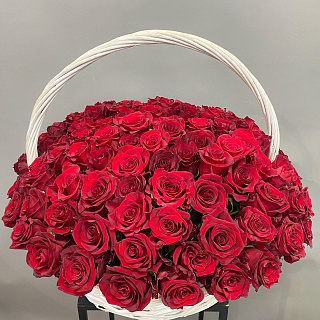 Букет из 75 красных Эквадорских роз в корзине