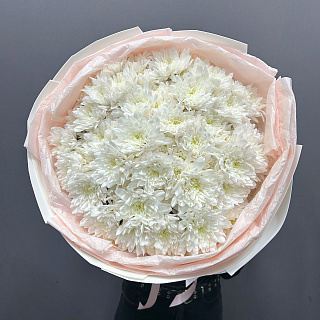 Монобукет из белых кустовых хризантем (15 шт)