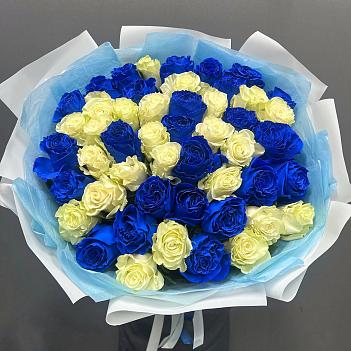 Монобукет из 49 бело-синих роз эквадор