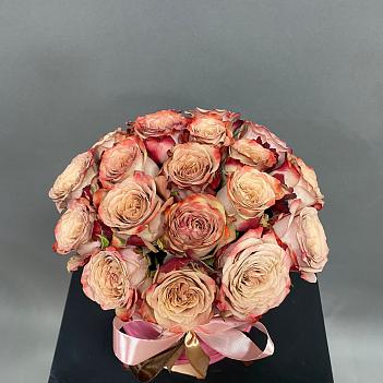 Букет из 19 роз Каппучино в бархатной коробке
