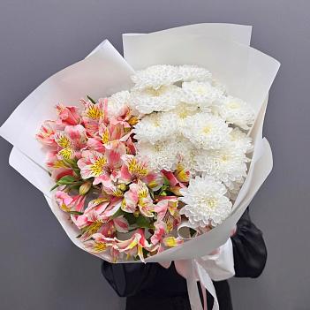 Микс из кустовых хризантем и альстромерий
