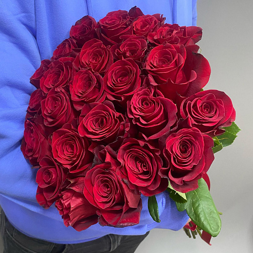 Букет из 25 красных Эквадорских роз Фридом  (70 см)