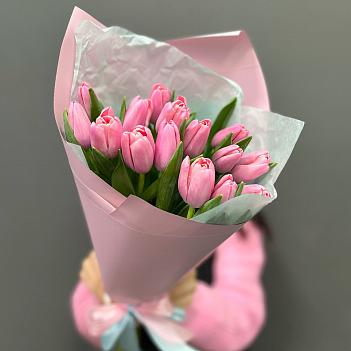 Букет из 15  розовых тюльпанов