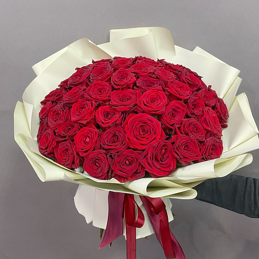 Букет  из 51 красной розы ( 50 см)