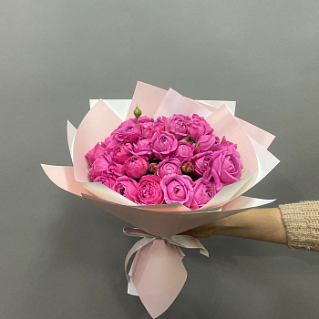 Букет  из из розовых пионовидных роз Мисти Баблз (9 шт)